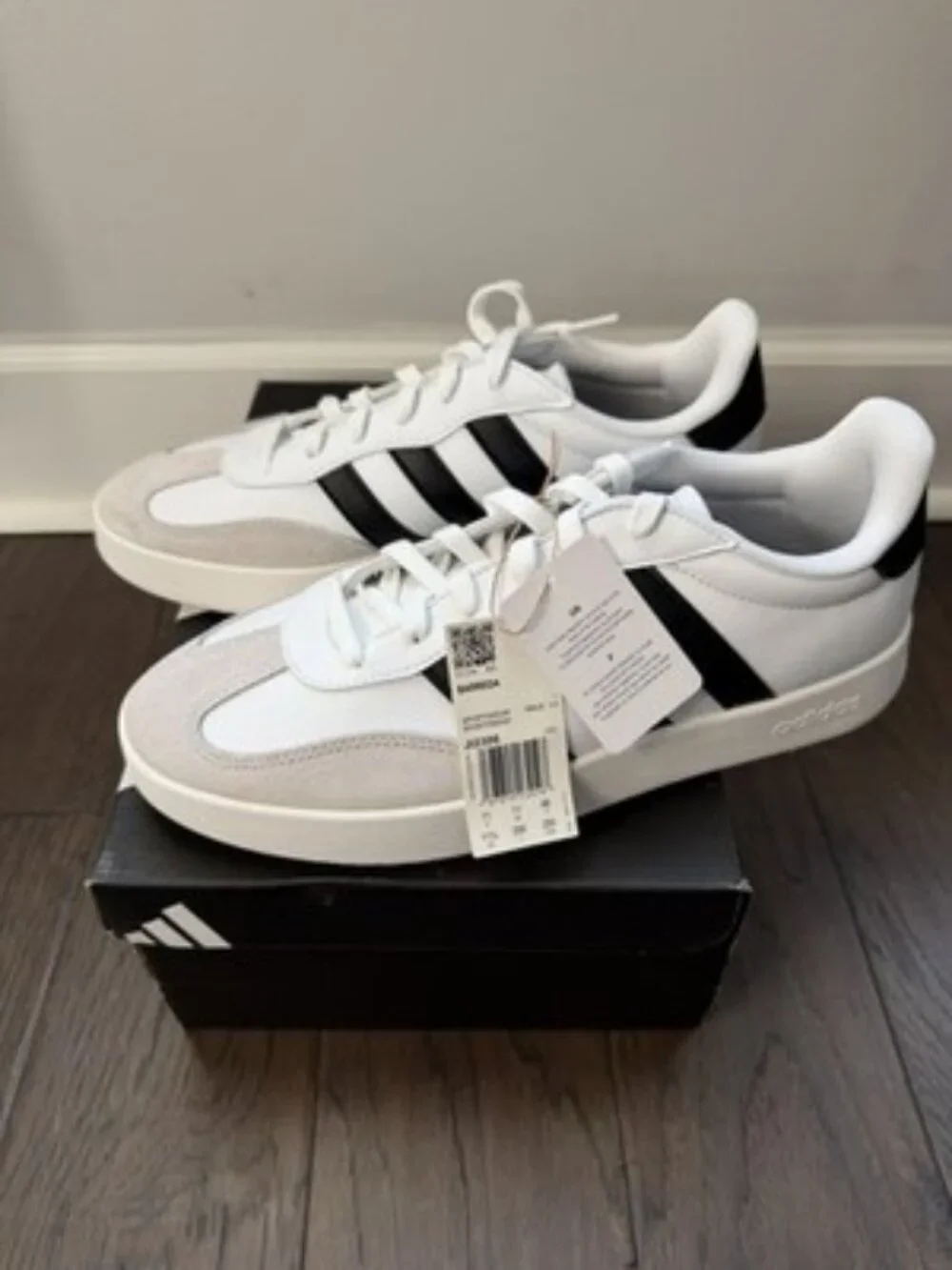 Adidas Barreda Shoes Mens 11.5 White Black Grey JI2306 Athletic NEW Sneakers